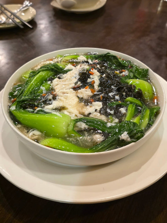 海鹽紫菜滑蛋白扒時菜 Seaweed, Egg White & Seasonal Veggies