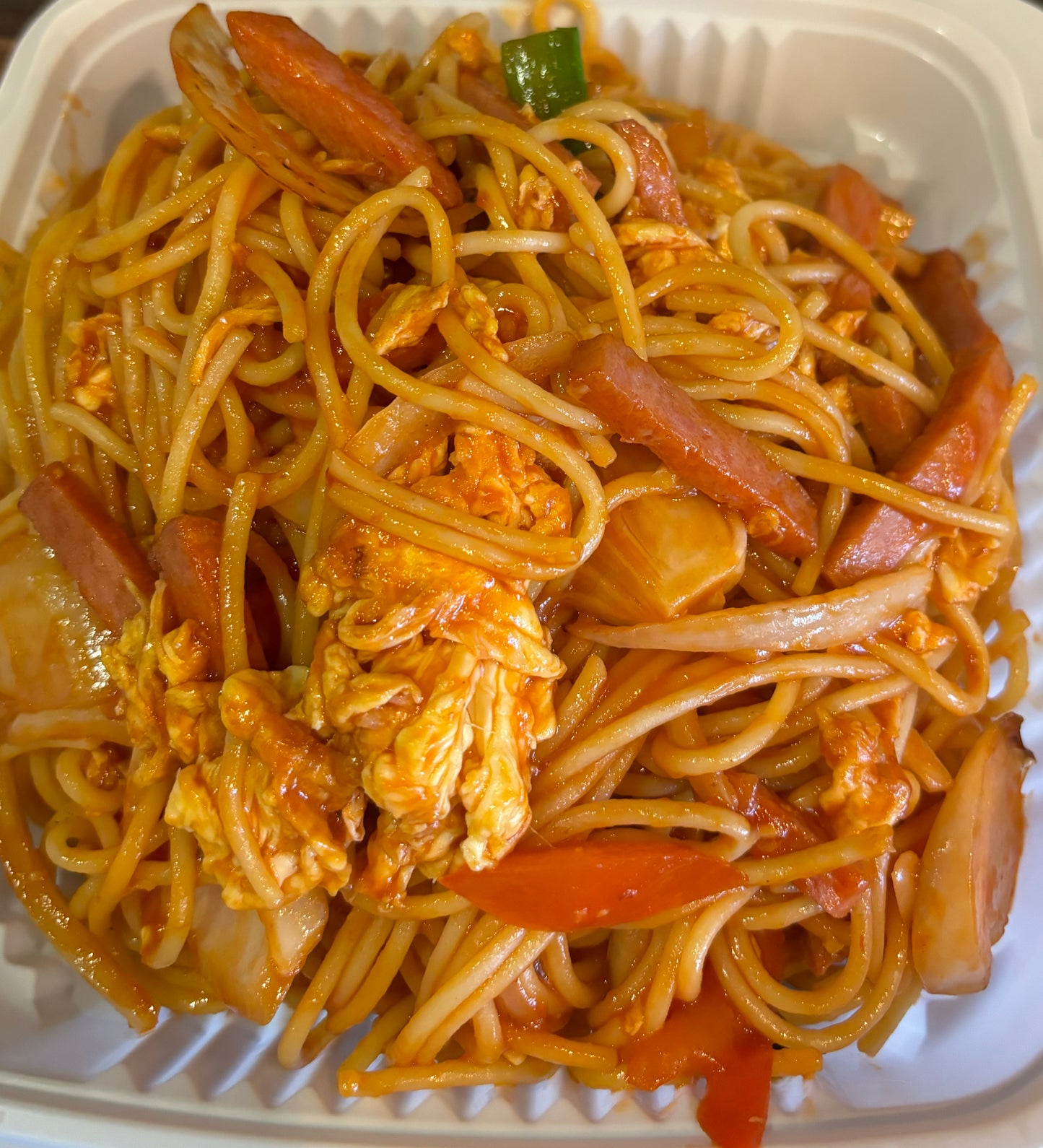 番茄餐肉蛋炒意粉 Stir Fried Spam & Tomato w/ Spaghetti