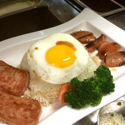 港式煎三寶 Hong Kong Pork Chop, Sapm, Pan Fried Egg