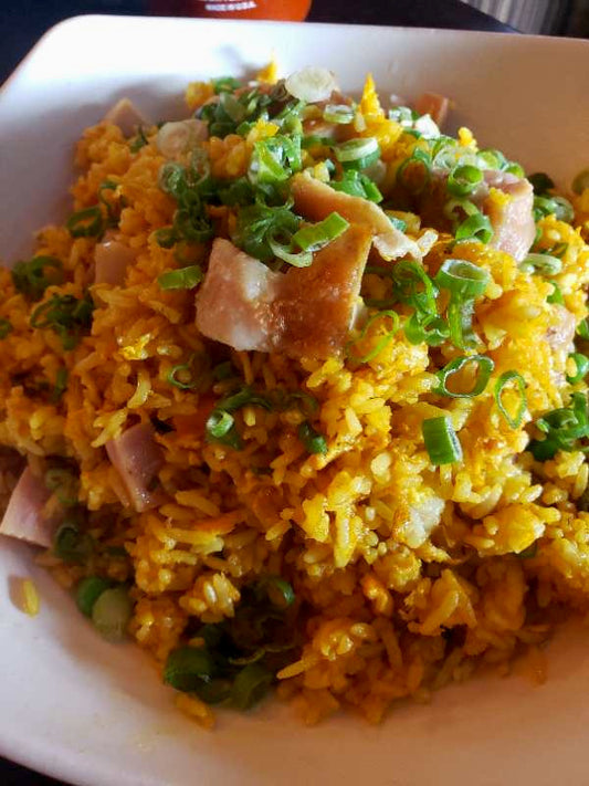 印尼黃薑雙粒(餐肉，火腿)炒飯 Ham & Spam Fried Rice w/ Curry