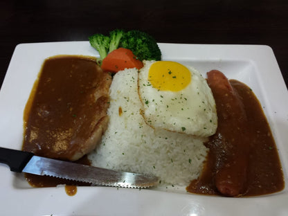 豬扒腸仔蛋飯 Pork Chop, Hotdog & Fried Egg w/ Rice